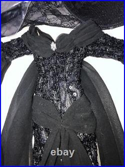 19 Tonner Evangeline Ghastly Outfit Mourning Tears Elegant Black Gown Hat M34