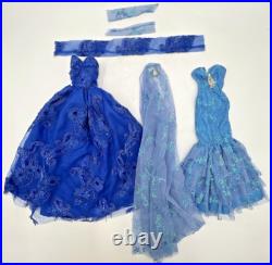 2 MS DEE DOLL DRESSES BLUE With RHINESTONES, LACE, GLITTER FIT LARGER TONNER DOLLS 2 MS DEE DOLL DRESSES BLUE With RHINESTONES, LACE, GLITTER FIT LARGER TONNER DOLLS