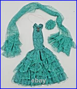 3 Ms Dee Doll Dresses Teal & Green Sequin, Silver Glitter Fit Larger Tonner Doll