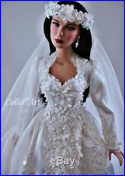 Ooak Gown Dress Outfit Tonner 22 American Model Wedding Beads Collet-art