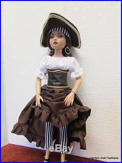 Pirate outfit for Ellowyne Wilde Hearts- Red/white-16 Tonner Dolls-Fashion