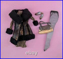 Striking Antoinette Tonner Doll Outfit Fashion Purse Fur Coat Dress Heels Tights