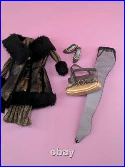 Striking Antoinette Tonner Doll Outfit Fashion Purse Fur Coat Dress Heels Tights