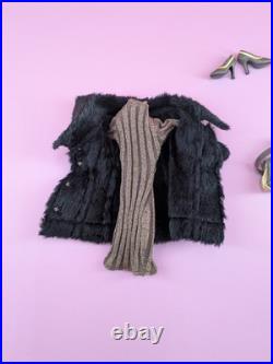 Striking Antoinette Tonner Doll Outfit Fashion Purse Fur Coat Dress Heels Tights