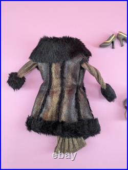 Striking Antoinette Tonner Doll Outfit Fashion Purse Fur Coat Dress Heels Tights