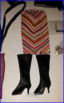 Tonner Emme Doll Escapade Outfit Long Skirt & Black Coat top Scarf Jewelry Boots